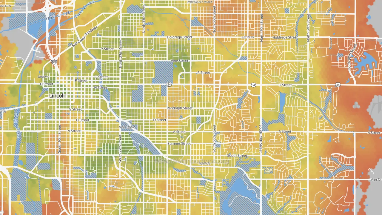Bike Grade map of 68510, NE