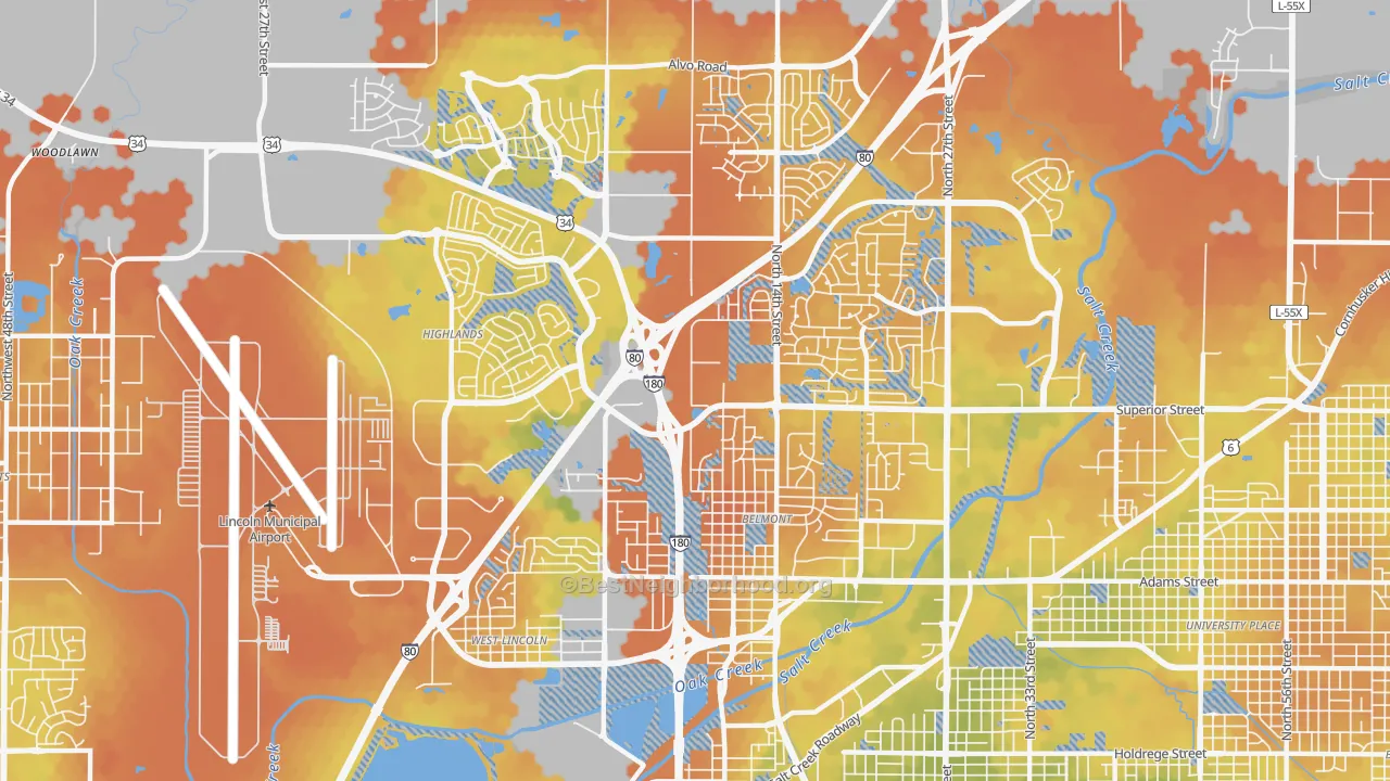 Bike Grade map of 68521, NE