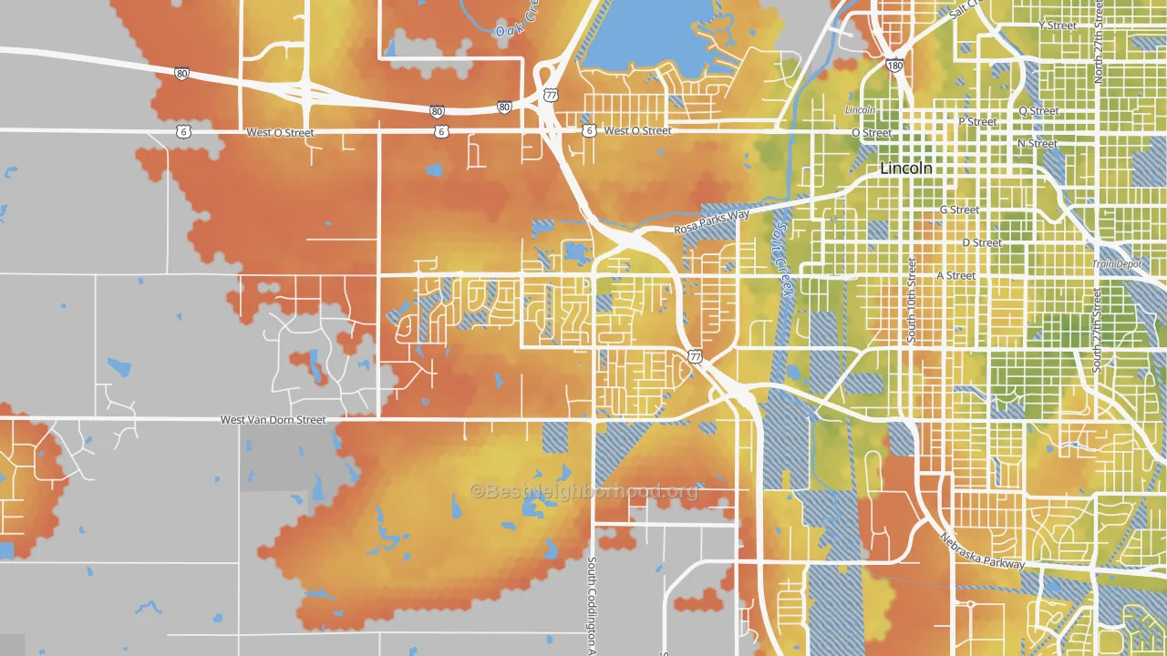 Bike Grade map of 68522, NE
