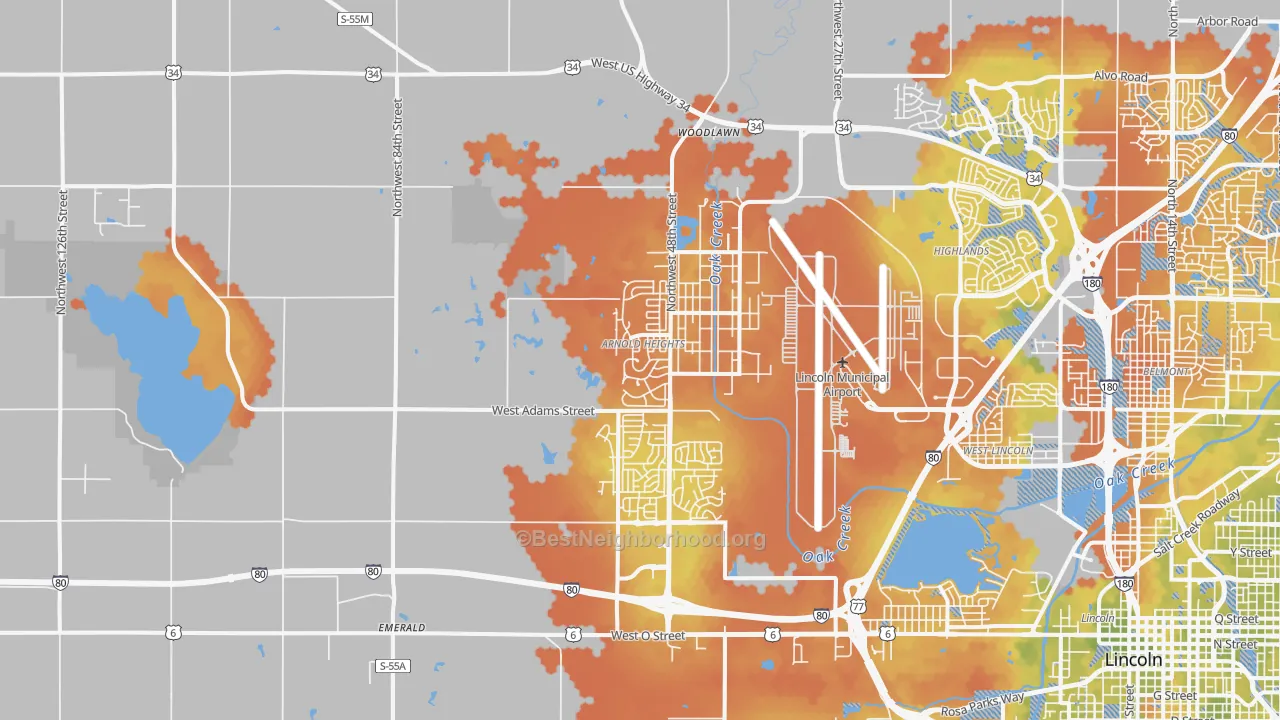 Bike Grade map of 68524, NE