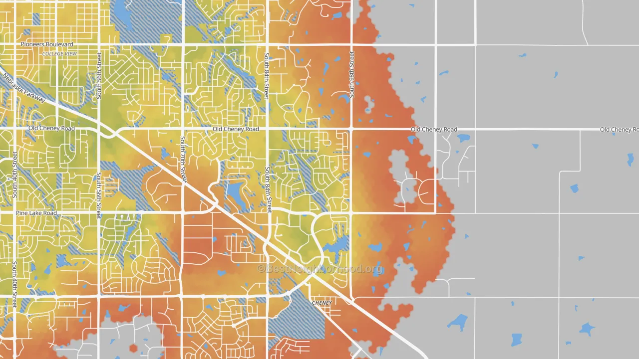 Bike Grade map of 68526, NE