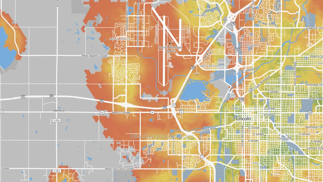 Bike Grade map of 68528, NE
