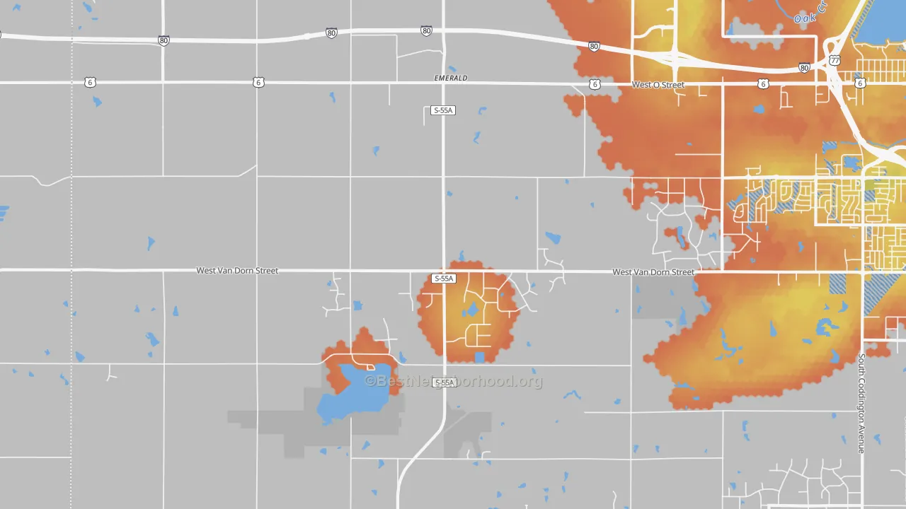 Bike Grade map of 68532, NE