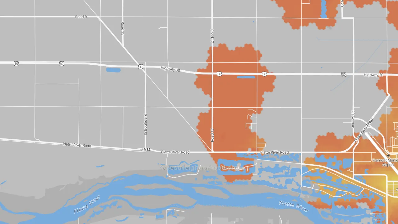 Bike Grade map of 68621, NE