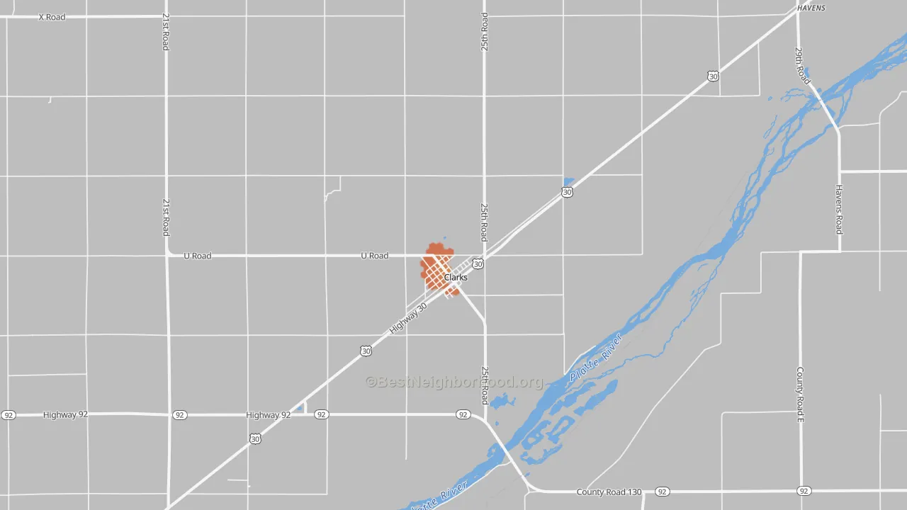 Bike Grade map of 68628, NE