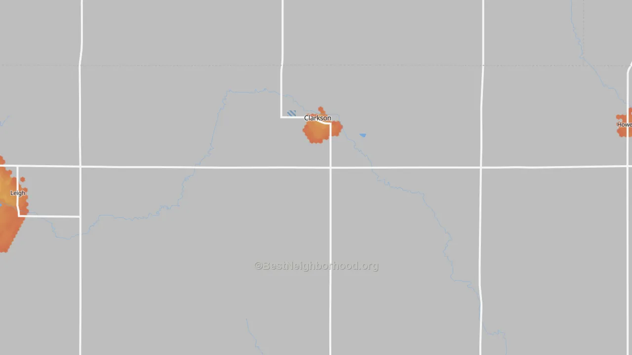 Bike Grade map of 68629, NE