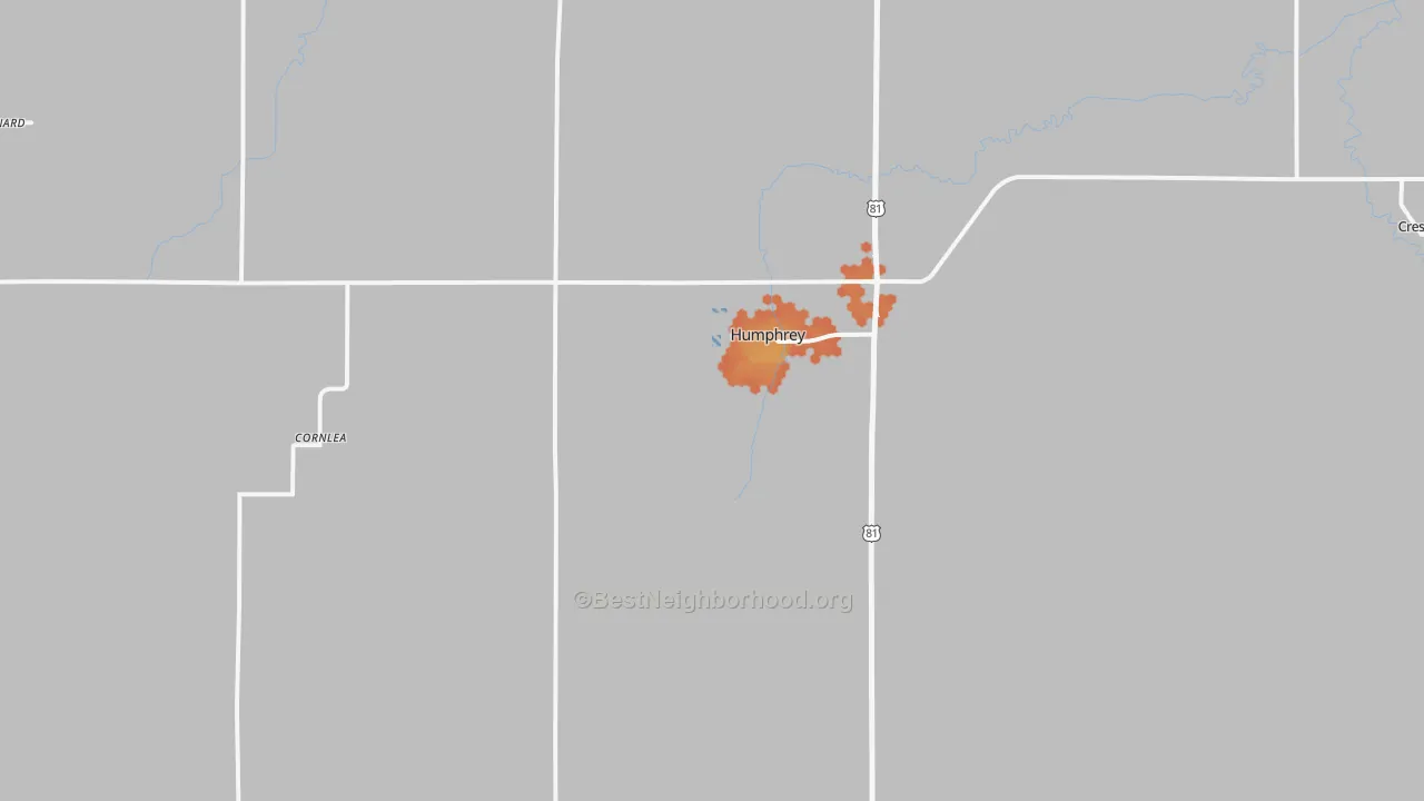 Bike Grade map of 68642, NE