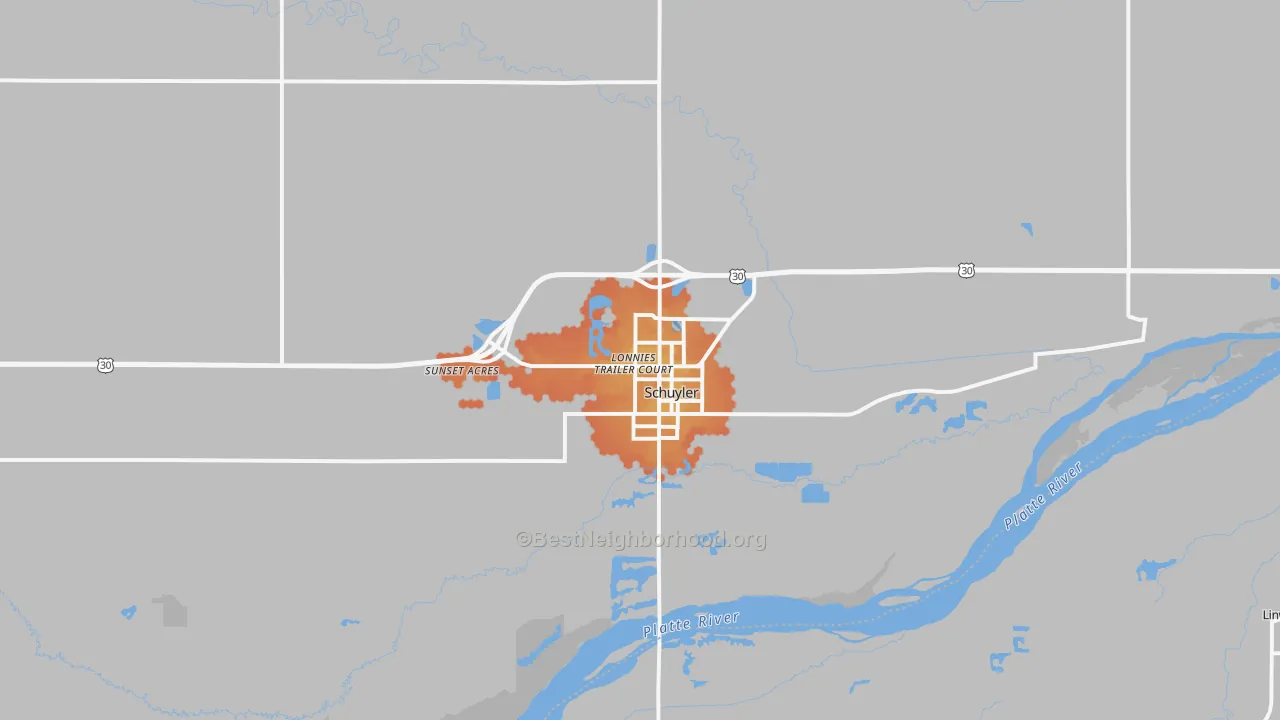 Bike Grade map of 68661, NE