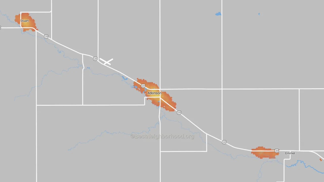 Bike Grade map of 68713, NE