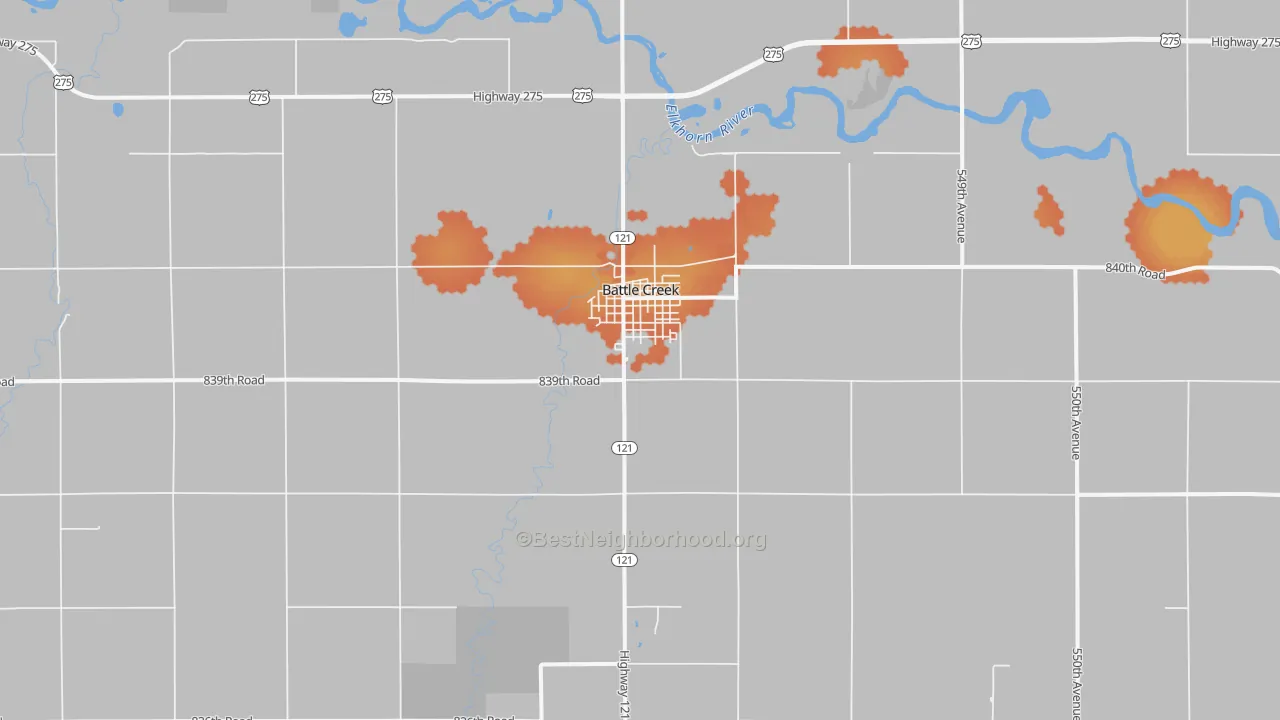 Bike Grade map of 68715, NE