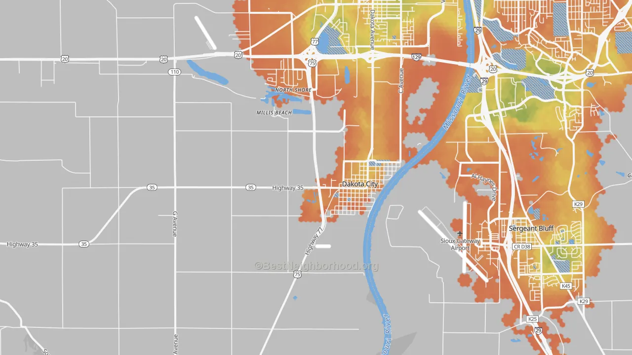 Bike Grade map of 68731, NE