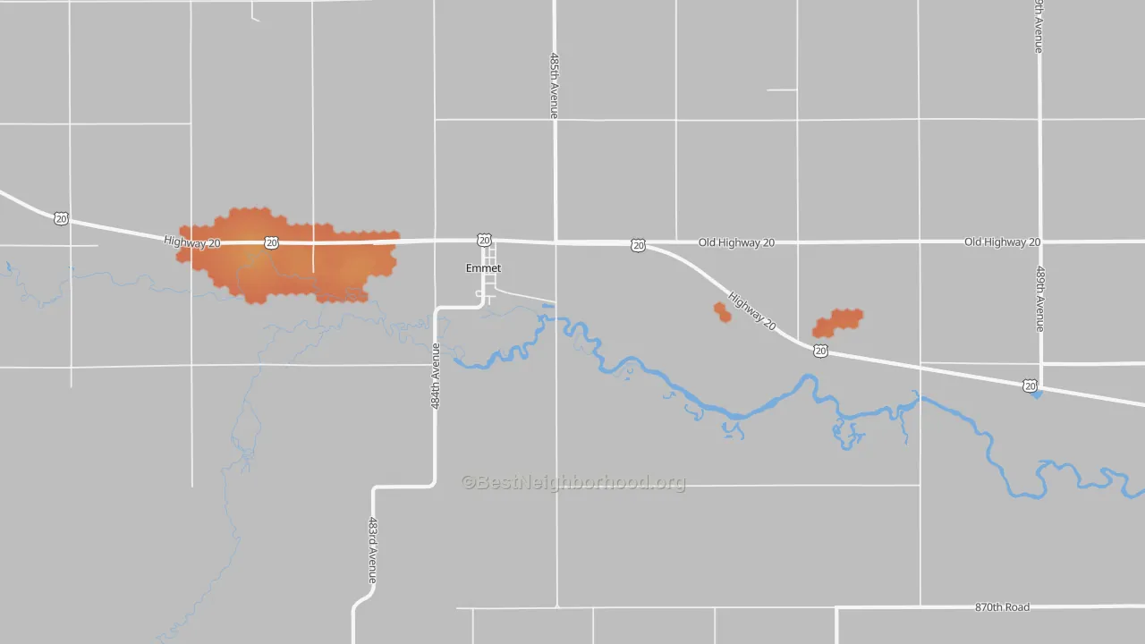 Bike Grade map of 68734, NE