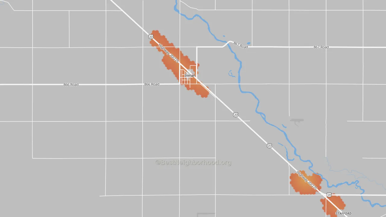 Bike Grade map of 68742, NE