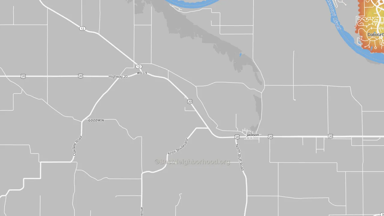 Bike Grade map of 68743, NE