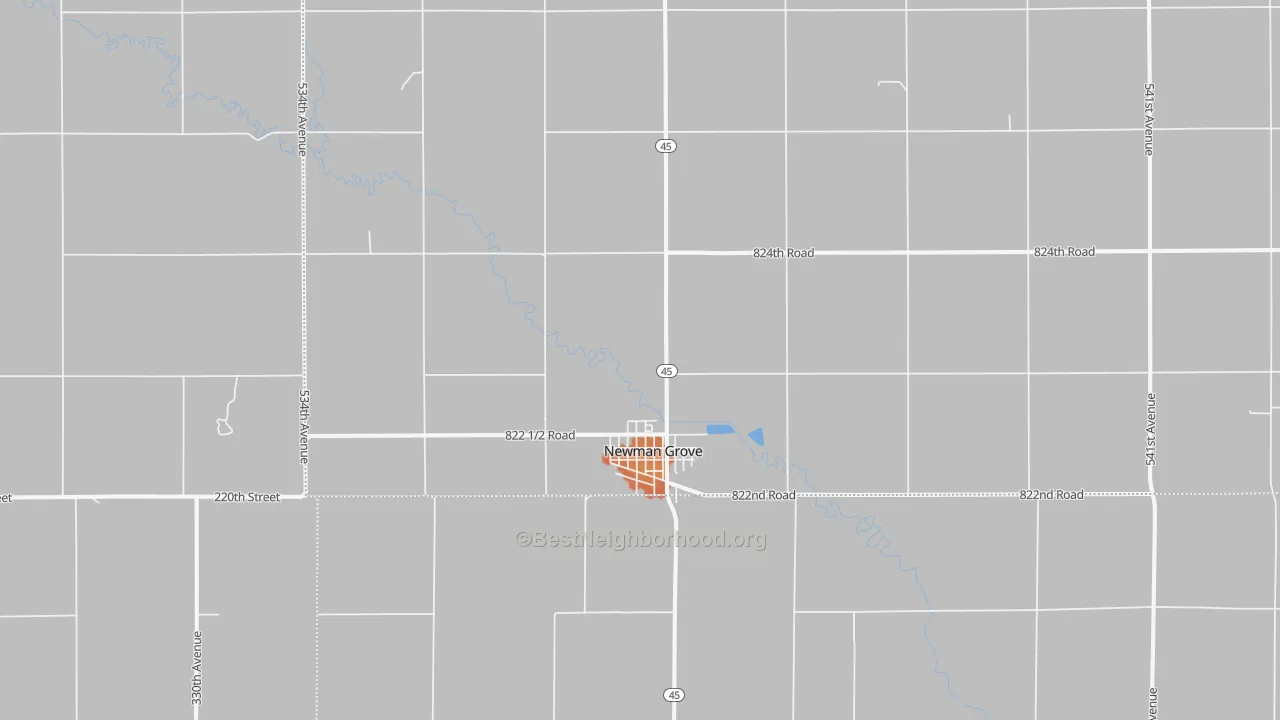 Bike Grade map of 68758, NE