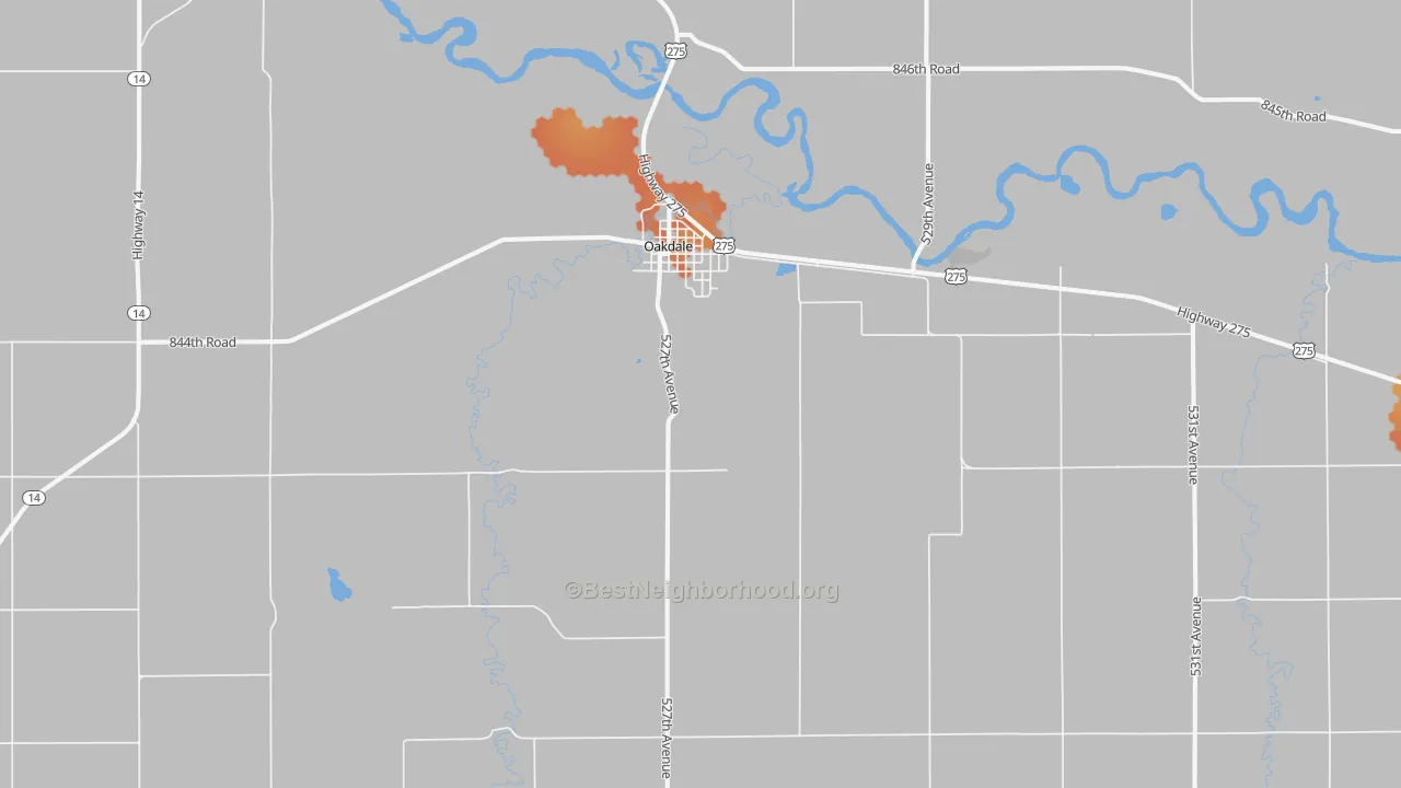 Bike Grade map of 68761, NE