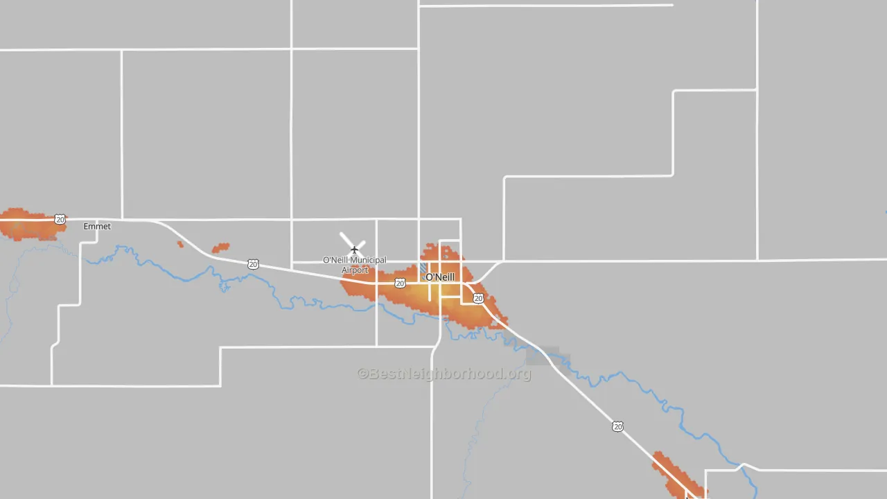 Bike Grade map of 68763, NE