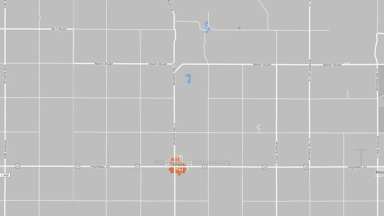 Bike Grade map of 68764, NE