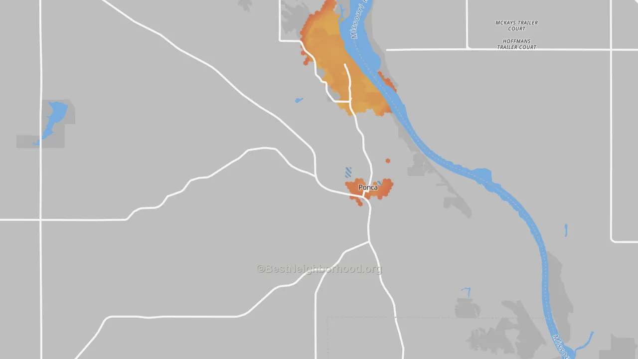 Bike Grade map of 68770, NE