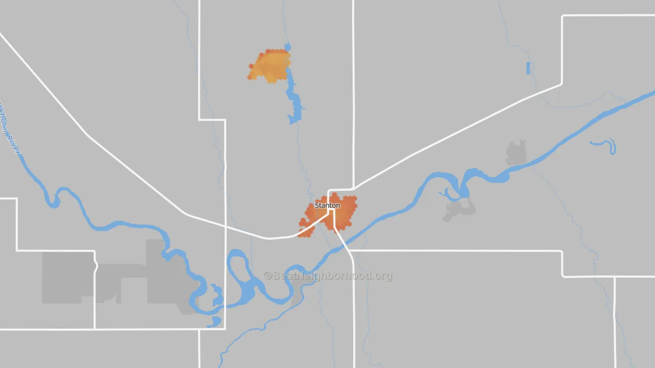 Bike Grade map of 68779, NE