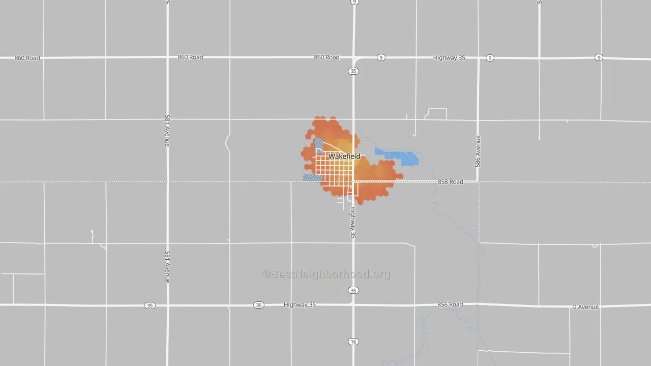 Bike Grade map of 68784, NE