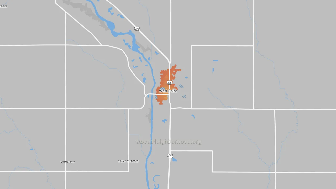 Bike Grade map of 68788, NE