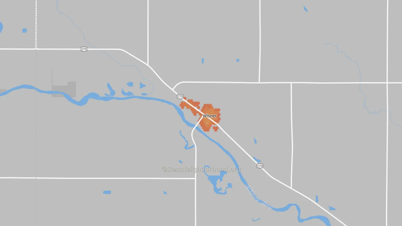 Bike Grade map of 68791, NE