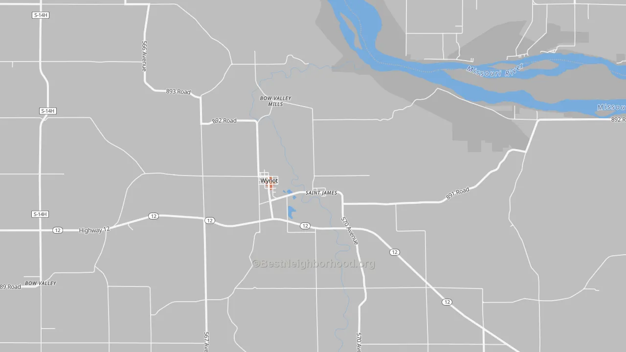 Bike Grade map of 68792, NE