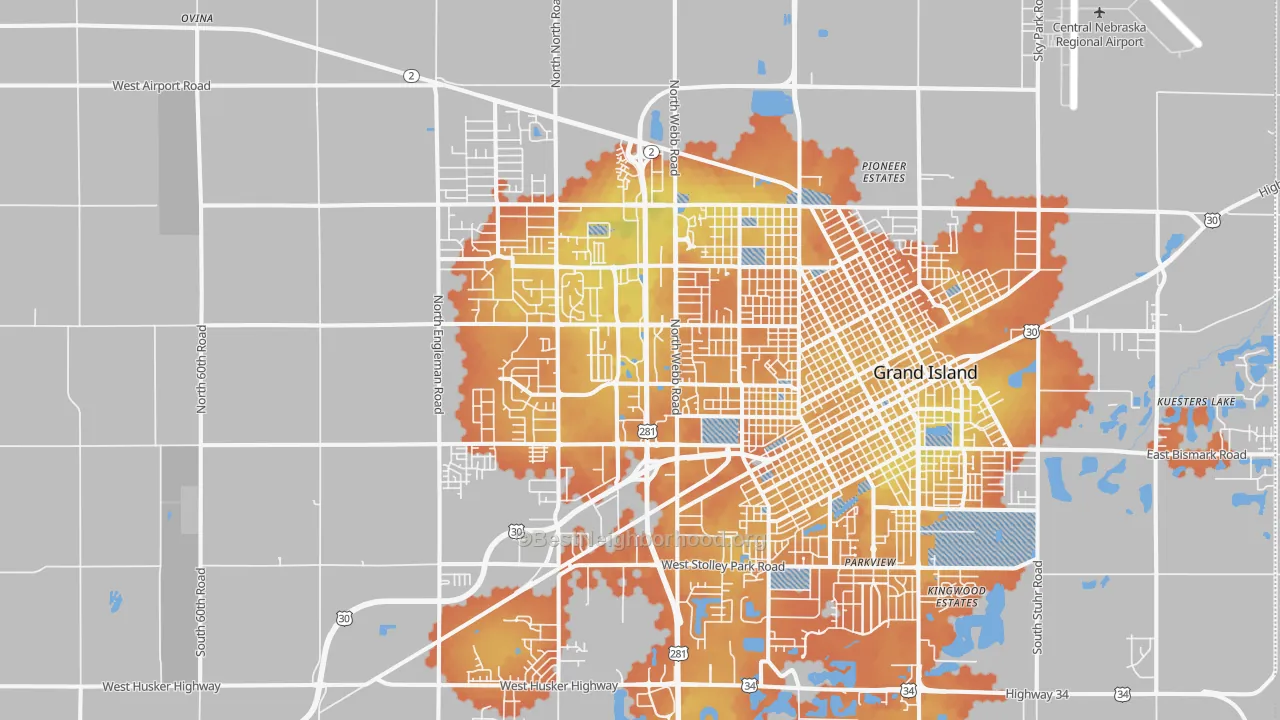 Bike Grade map of 68803, NE