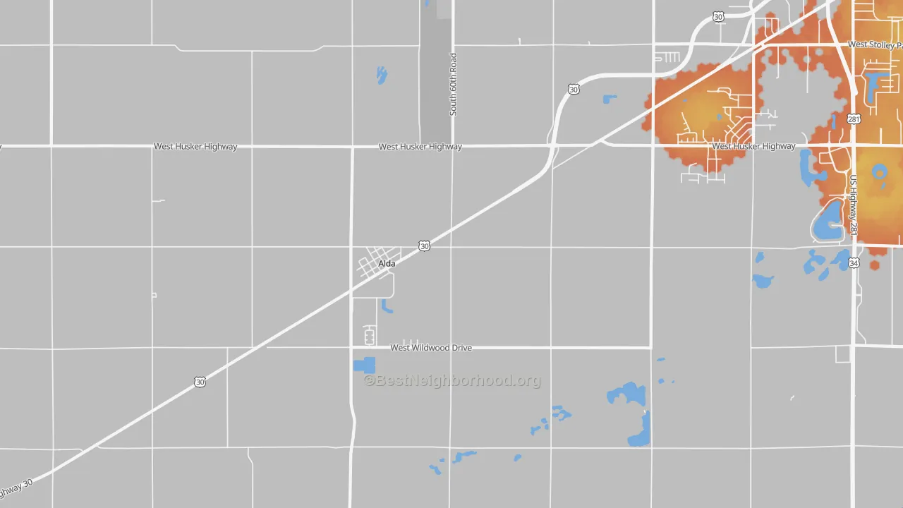 Bike Grade map of 68810, NE