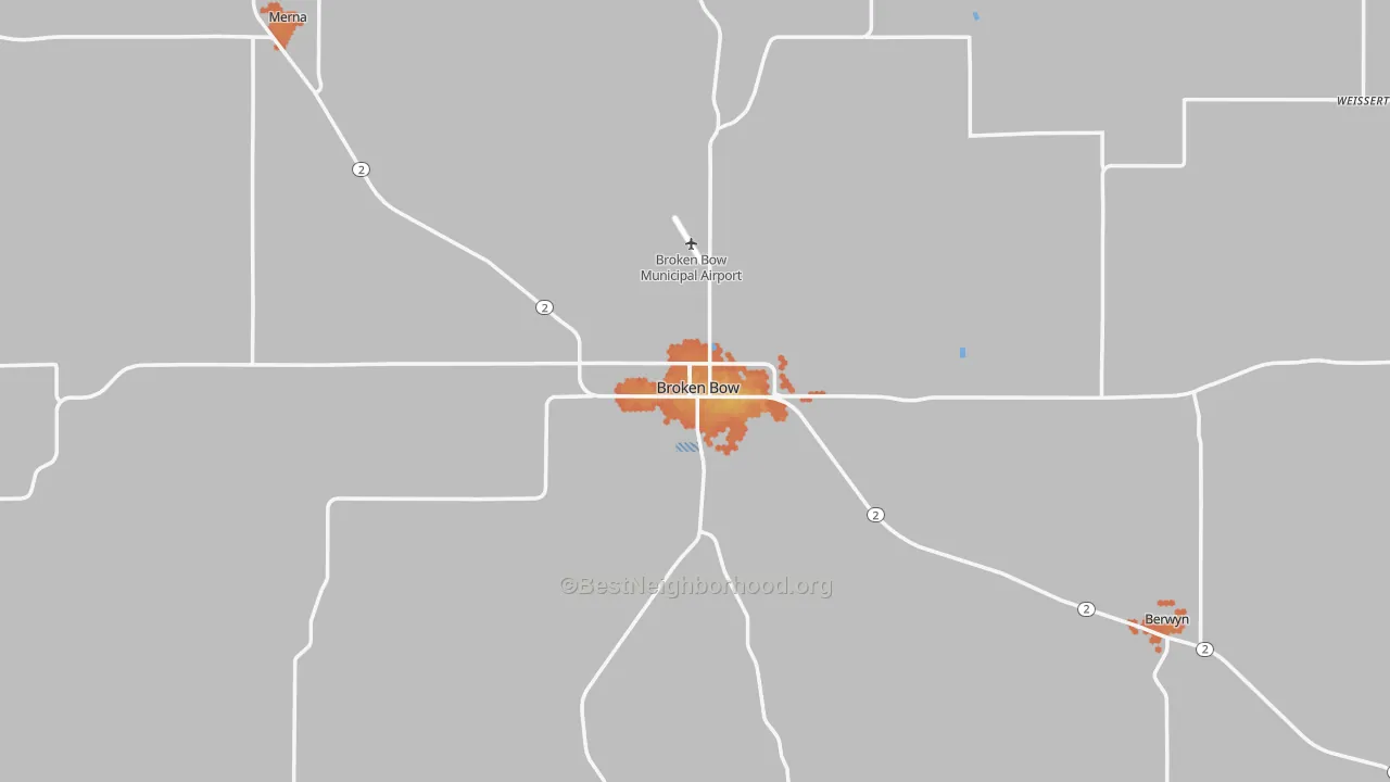 Bike Grade map of 68822, NE