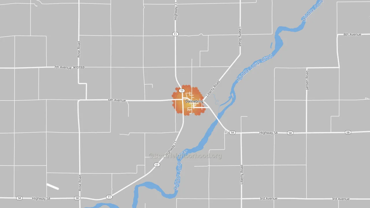Bike Grade map of 68831, NE