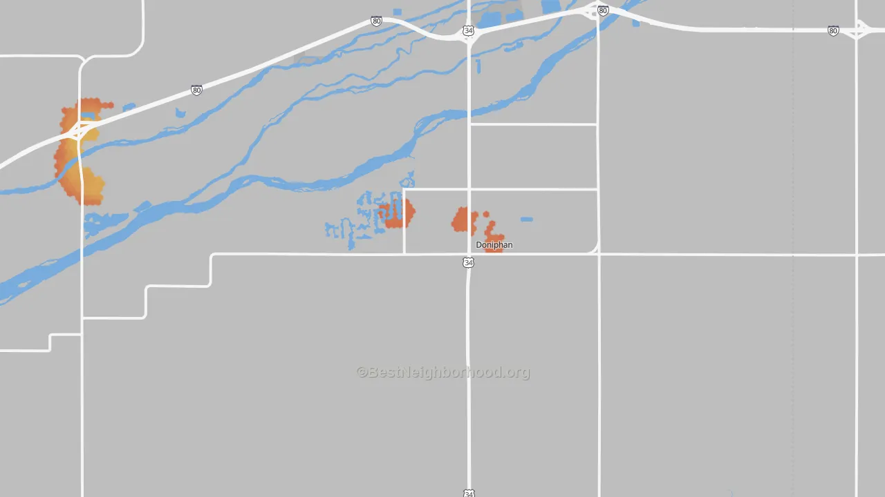 Bike Grade map of 68832, NE