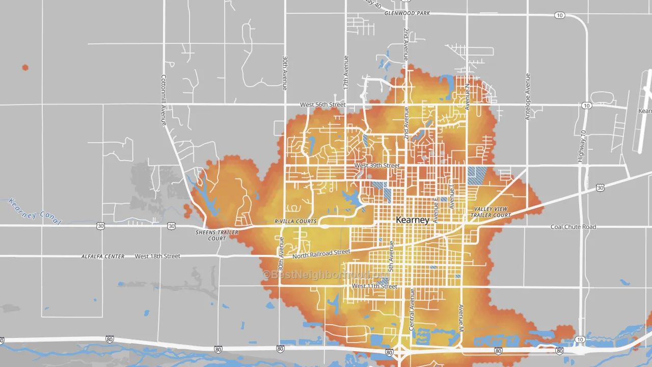 Bike Grade map of 68845, NE