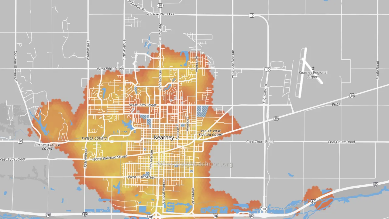 Bike Grade map of 68847, NE