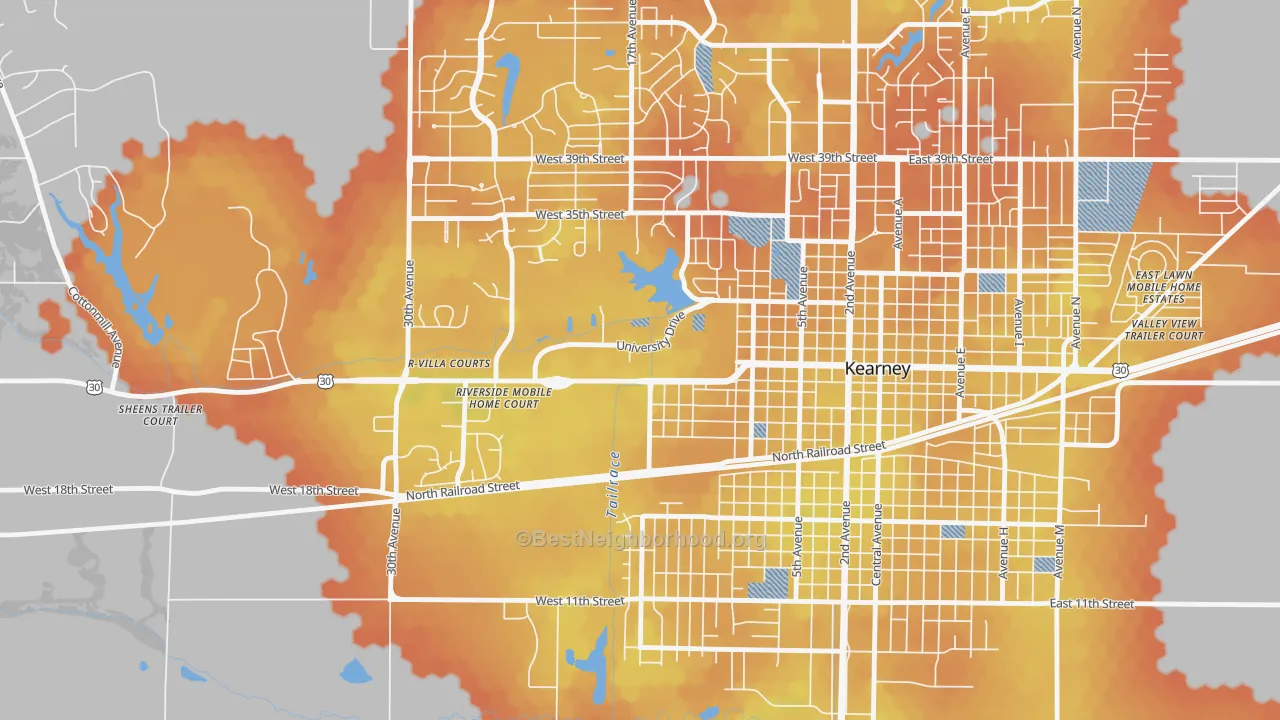 Bike Grade map of 68849, NE