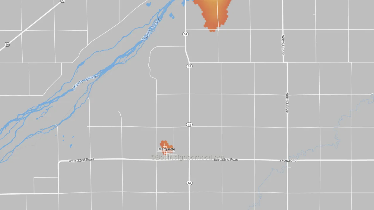 Bike Grade map of 68854, NE