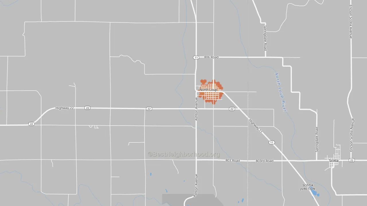 Bike Grade map of 68859, NE
