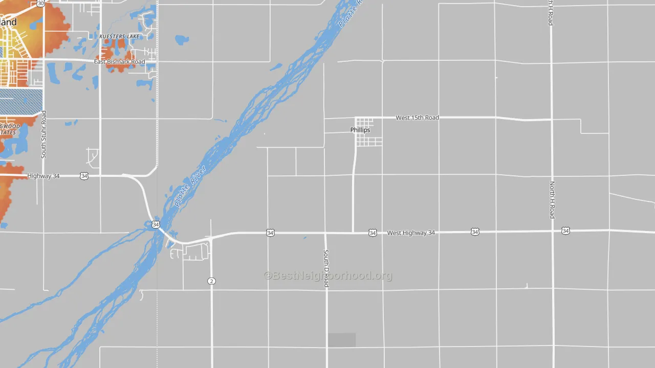 Bike Grade map of 68865, NE