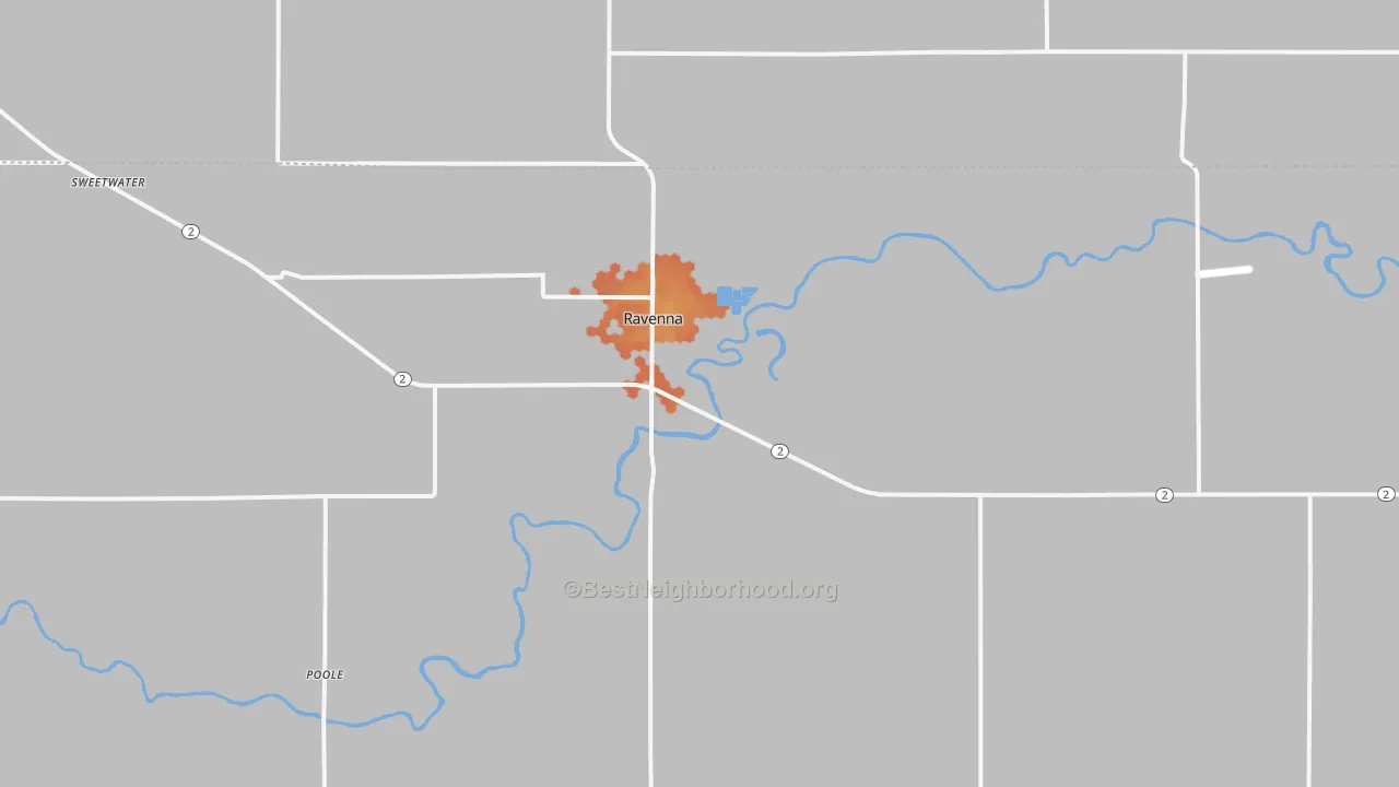 Bike Grade map of 68869, NE