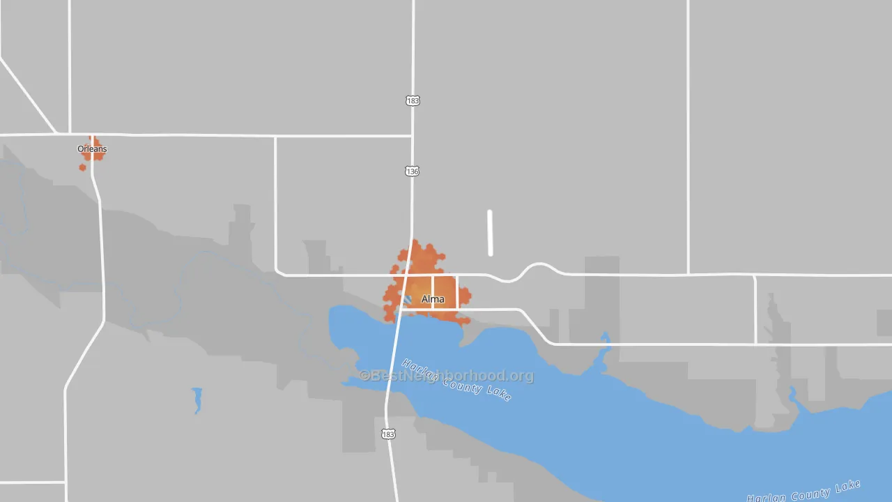 Bike Grade map of 68920, NE