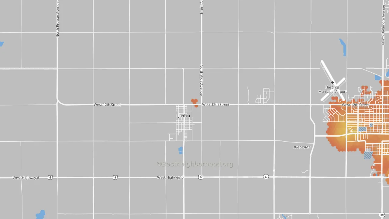 Bike Grade map of 68955, NE