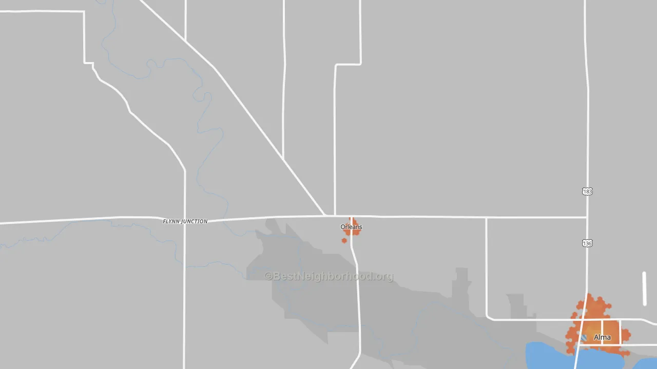 Bike Grade map of 68966, NE