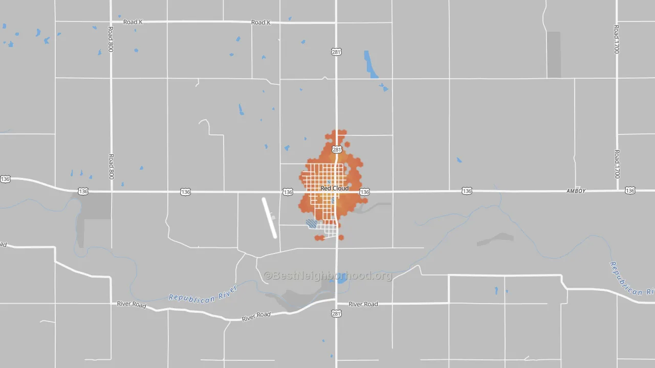 Bike Grade map of 68970, NE
