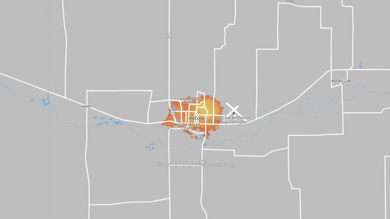 Bike Grade map of 69001, NE