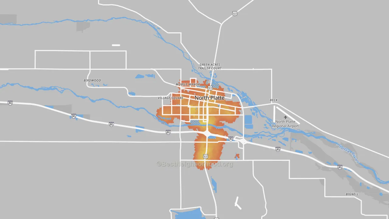 Bike Grade map of 69101, NE