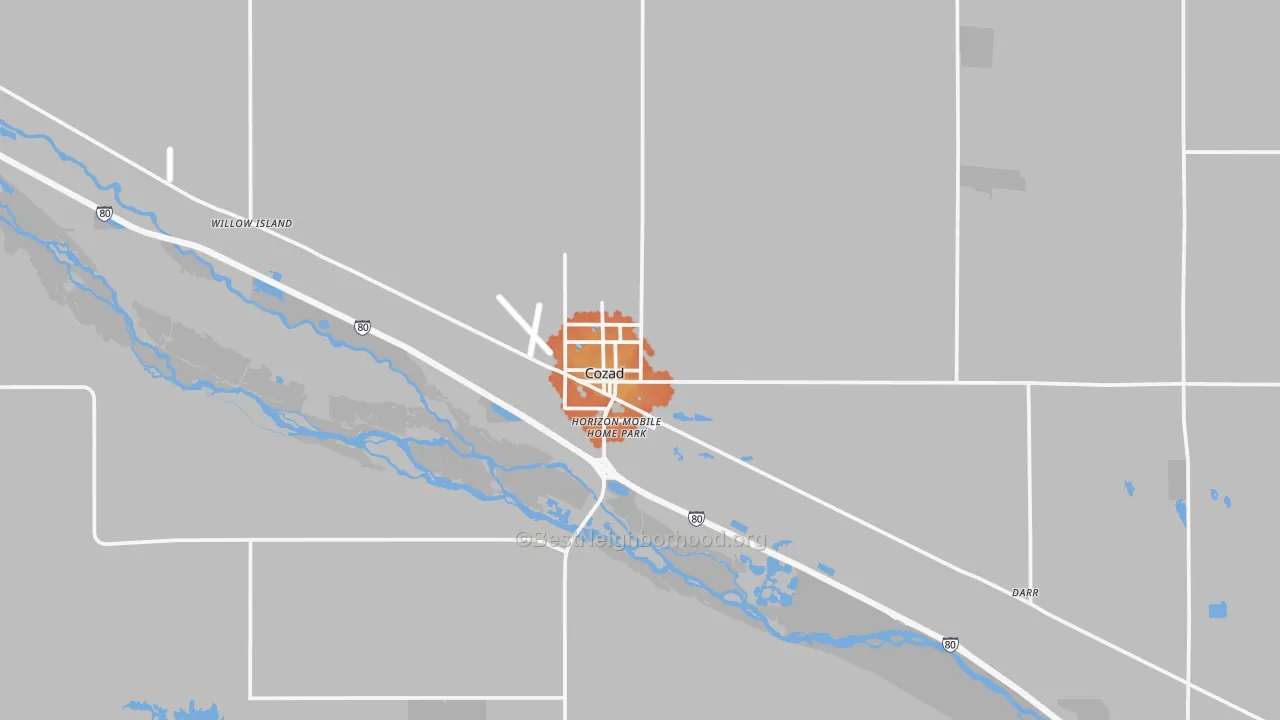 Bike Grade map of 69130, NE