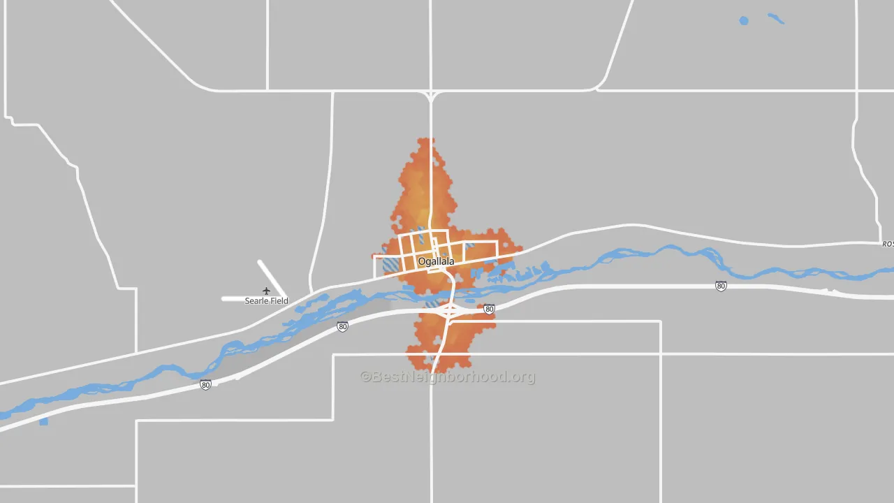 Bike Grade map of 69153, NE