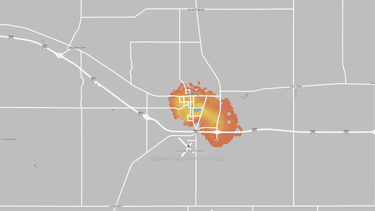 Bike Grade map of 69162, NE