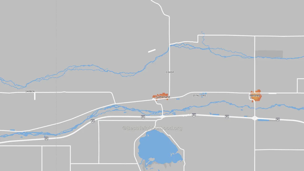 Bike Grade map of 69165, NE